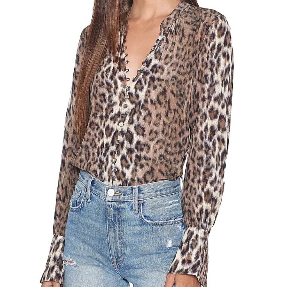 Joie Tariana Leopard-Print Blouse In Light Taupe - image 1